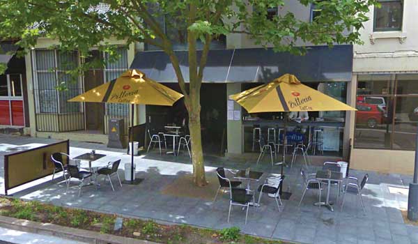 The 188 Harris Street shop front — awning, outdoor seating under plane trees