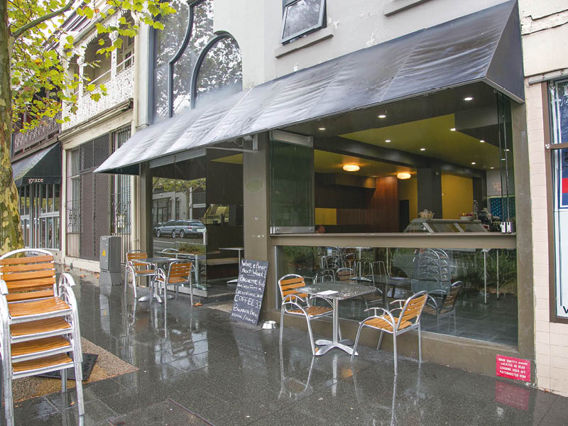 Harris Street double-fronted shop with retractable awning
